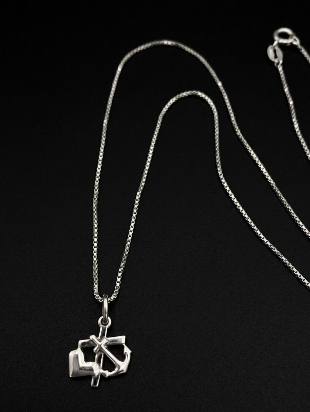 VTG 1980s Finnish Modernist 830 Silver Pendant Necklace 15" UnoAerre Box Chain
